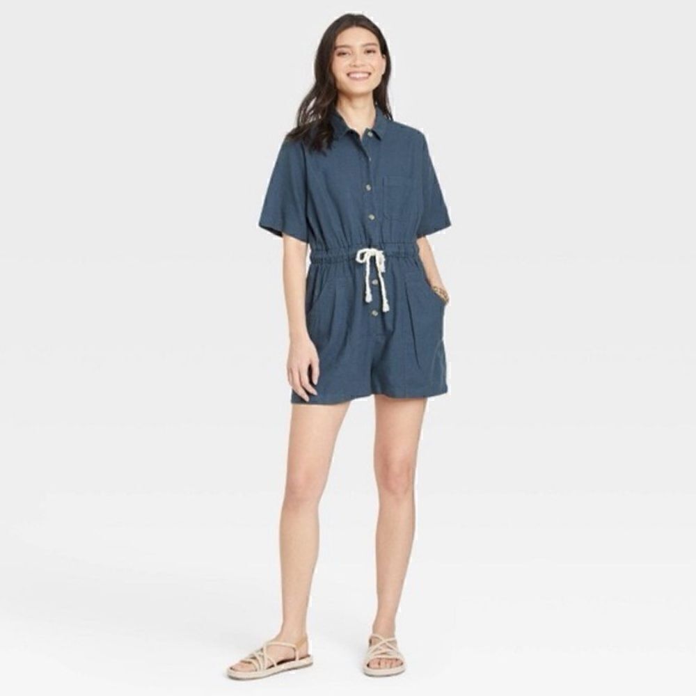 Universal Thread Blue Button Down Romper